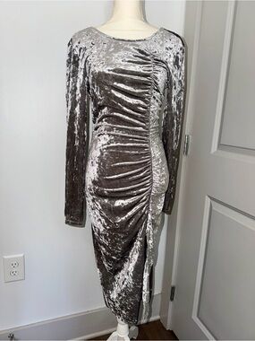 Future Collective Velvet Ruched Open Back Dress
